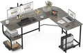 Teraves Reversible L Shaped Desk with Large Surface 69 Inch Sturdy Corner Desk with Storage Shelves Premium Office Computer Desk Workstation for Home Office Gaming