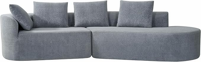 Christopher Knight Home Randa Upholstered 5-Seater Sofa for Living Room Modern Fabric Oversized Chair Cloud Couch Fully Assembled Long Sofa Chaise Lounge Light Gray