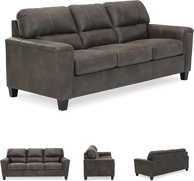 Signature Design by Ashley Navi Faux Leather Modern Sofa Gray