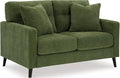 Signature Design by Ashley Bixler Mid-Century Modern Tufted Loveseat with 2 Toss Pillows Green