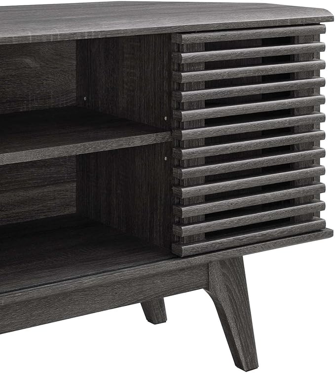 Modway Render Mid-Century Modern Low Profile 46 Corner Media TV Stand in Charcoal