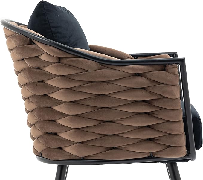 Velvet Accent Chair Modern Upholstered Armchair Tufted Chair with Metal Frame Single Leisure Chairs for Living Room Bedroom Office Balcony