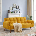 Convertible Sofa Bed Folding Loveseat Couch Modern Futon Recliner Sleeper with Adjustable Backrest Yellow