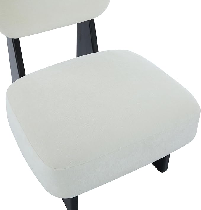Christopher Knight Home Mores Low Profile Accent Chair Set of 2 Modern Living Room Armless Lounge Chair Fabric Comfy Reading Chair for Bedroom Wooden Frame and Thick Padded Seat Black+White