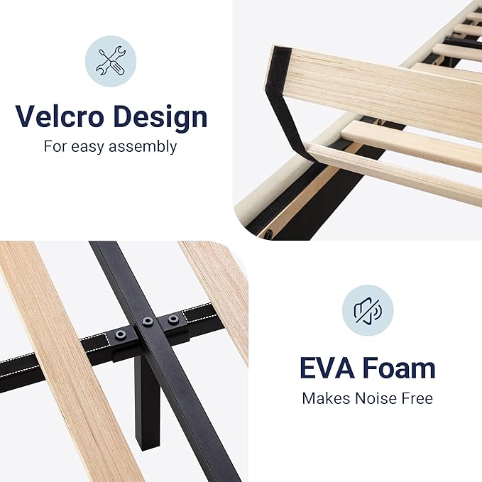 Allewie Full Size Platform Bed Frame with Velvet Upholstered Headboard and Wooden Slats Support Fully Upholstered Mattress Foundation/No Box Spring Needed/Easy Assembly Cream