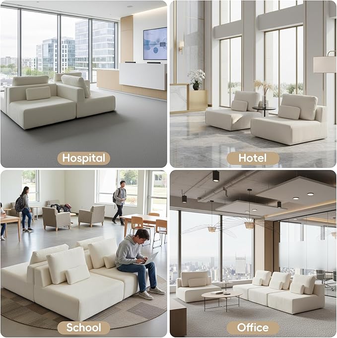 Modular Sectional Sofa Couch Plush Velvet Boneless Single Sofa Cozy Chair Flexible Convertible for Living Room &amp Small Spaces Deep-Seat No-Assembly 1-Piece