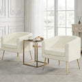 Velvet Barrel Chair Modern Accent Chair Set of 2 with Metal Sturdy Legs Club Chair Comfy Armchair Modern Tub Chair for for Living Room Bedroom Waiting Room White