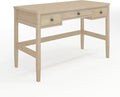 Martha Stewart Rhett Writing Desk with 3 Drawers and Tapered Legs in Light Natural with Antique Bronze Hardware