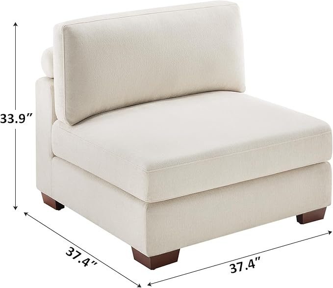 VANOMi 37.4 Upholstered Square Module for Modular Sectional Sofa (Beige Middle Module)