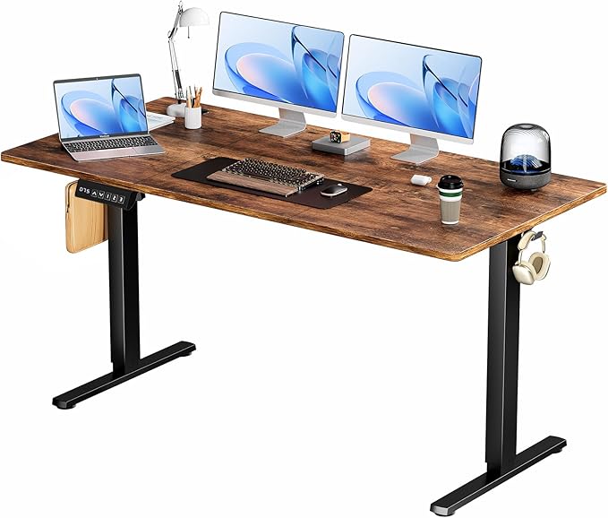 Simple Deluxe 24x63 Inches Sit Stand up Desk Electric Standing Desks Standing Desk Adjustable Height Ergonomic Rising Computer Table with Memory Preset Rustic Brown