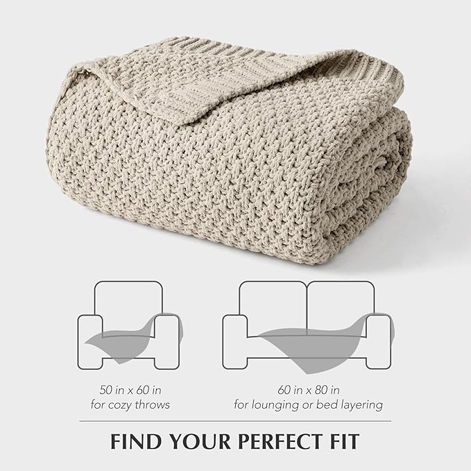 EVERGRACEHOME Chunky Chenille Knit Throw Blanket for Couch Soft Luxurious Moss Stitch Blankets for Bed Cozy Decorative Farmhouse Knitted Throws for Sofa Warm Gray 50 x 60