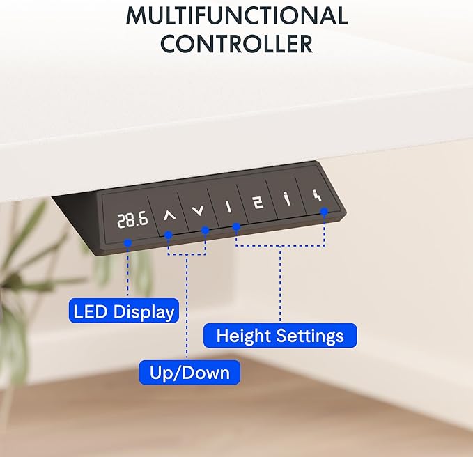 FLEXISPOT EN2 Whole-Piece Standing Desk with Clamp Power Strip 40 x 24'' Electric Stand Up Height Adjustable Desk with Cable Management (Gray Frame + 40 White Top 2 Packages)