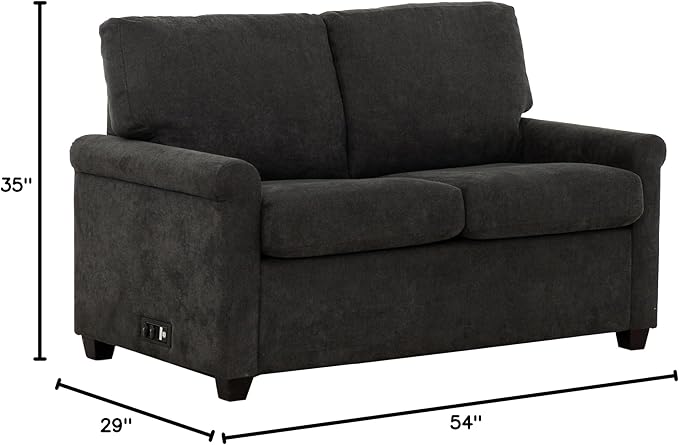 Primo Convertible Twin Sleeper Sofa with USB Ports &amp Memory Foam Mattress – Stylish and Functional 54 in. Sofa Bed Compact Design Furniture Perfect for Small Spaces