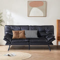 Black Faux Leather Futon Convertible Couch Bed Folding Memory Foam Sleeper Loveseat Adjustable Lounge Futon Sets Sofabed for Living RoomApartmentDormOffice