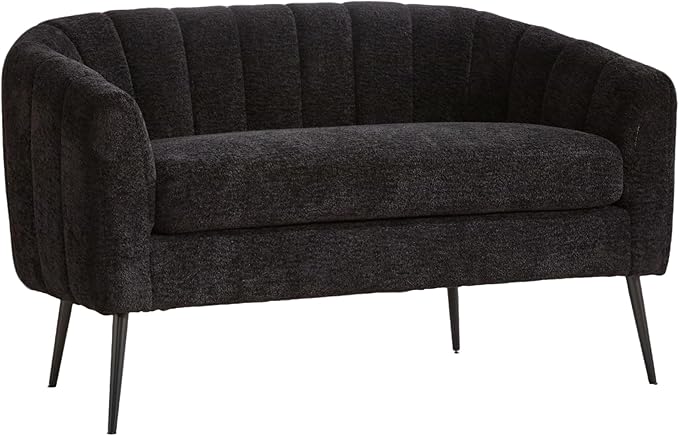 Chifee &amp Vingol Black Loveseat Sofa 50.2'' Wide Upholstered Loveseat Accent Couch with Metal Legs Modern 2-Seater Sofa for Living Rooms Bedroom Apartment OfficeBlack