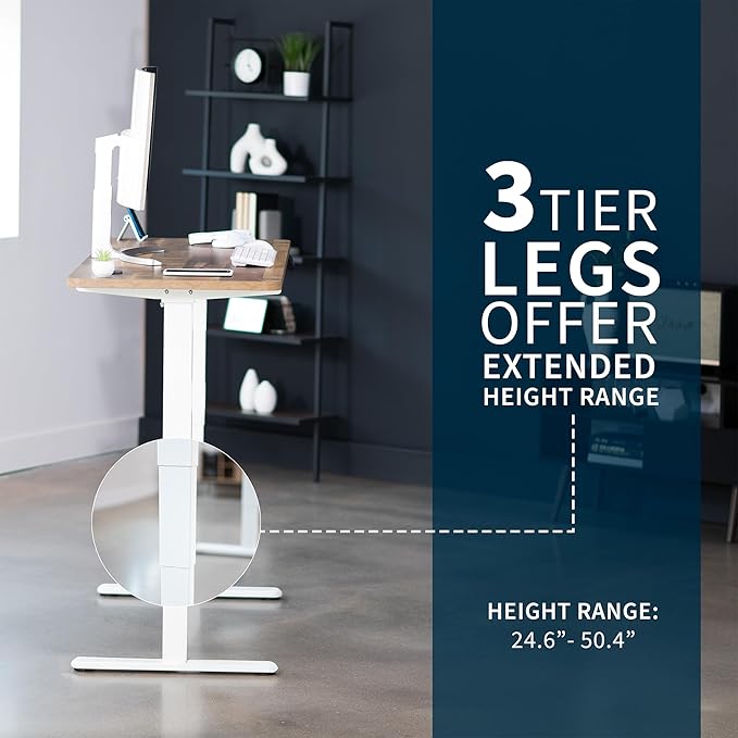 VIVO Electric 60 x 24 in Dual Motor Sit Stand Desk Memory Height Adjustment 2B Series Reclaimed Wood Top White Frame DESK-KIT-2W6P