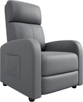 Recliner Chair Lazy Recliner Sofa for Adults Adjustable PU Leather Single Chair with Tall Back Wide Arms &amp Side Pocket Padded Home Theate Living Room Seating