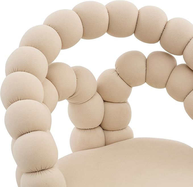 Home Chair Swivel Velvet Desk Chair Upholstered Accent Chairs with Gold Base for Girls Women Study Seat Caterpillar Computer Stools for Living Room(Cream)