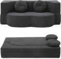 2-In-1 Futon Sofa Bed Foldable Couch with 2 Pillows Convertible Foldable Sofa Bed Folding Sofas Beds for Living Room Guest Room Apartment Office Lazy Sleeper Comfy No Assembly (Black)