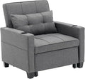 Futon Chair Bed Convertible Sleeper Chair3-in-1 Lazy Chair with USB PortsPull Out Chair Sleeper for Living Room Office Apartment (Linen Dark Grey)