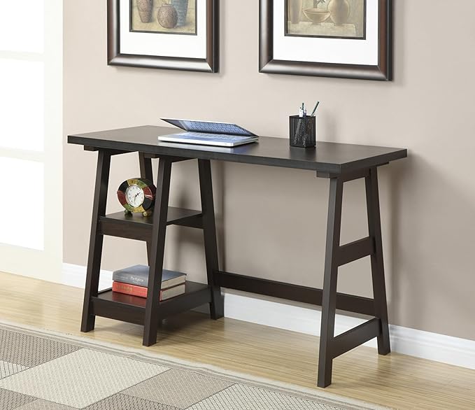 Convenience Concepts 090107ES Trestle Desk Espresso
