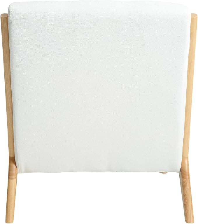 Mid Century Modern Accent Chair with Wood Frame Living Room Chairs with Waist Cushion Bedroom Chair with Arm for Reading (Beige)