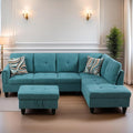 FONTOI L Shaped Sectional Couches for Living Room Modern Modular Sectional Sofa with Ottoman Storage Comfy L Shaped Couch with Chaise for Bedroom Apartment Furniture Green