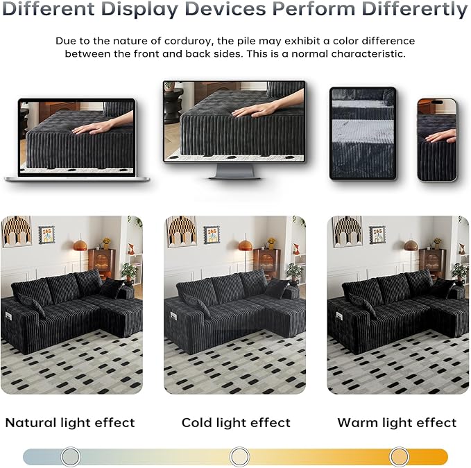 96 Cloud Sectional Couch with L-Shape Chaise4 Seat Modern Modular Sofa with Side PocketsUpholstered Couches for Living Room Bedroom Boneless CouchNo Assembly Required
