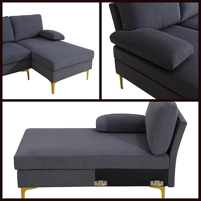 99.5 Modular Sectional Sofa U Shaped Sectional Comfy Couch for Living Room Convertible Modular Sofa Couch with Two Chaises High Supportive &amp Soft Sponge Deep Grey