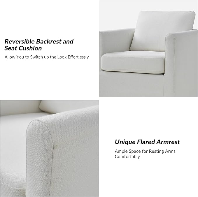 HULALA HOME 360-degree Swivel Accent Chair Set of 2 with Removable CoverRound Barrel Swivel Chair with Wide UpholsteredComfy Side Chair Sofa Chair for Living Room White