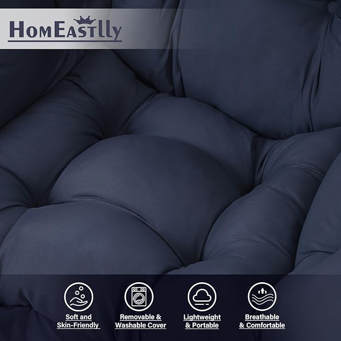 Lazy Chair with Ottoman Large Navy Accent Chair with Ottoman Comfy Reading Armchair Leisure Sofa Chair for Living Room Bedroom Dorm Room Office