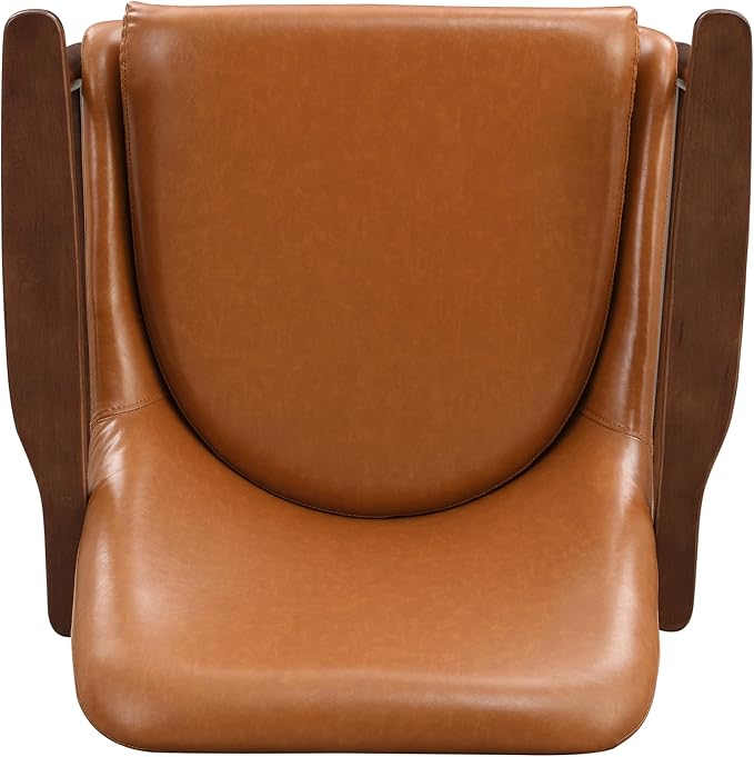 Christopher Knight Home Set of 2 Ashton Mid-Century Modern Faux Leather Accent ChairSolid Wood Club ChairErgonomic Cushion SeatCozy Lounge ChairReading ChairLiving Room/Bedroom/Office Brown