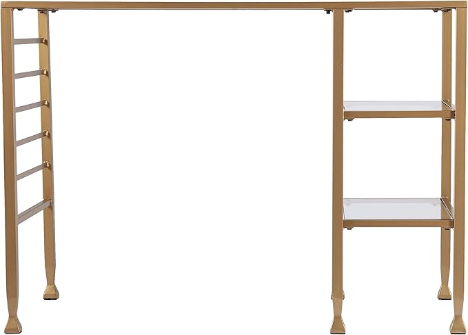 SEI Furniture Jaymes Gold Metal/Glass Writing Desk Soft Gold