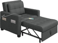 Yaheetech Sleeper Sofa Bed Convertible Chair Bed 3 in 1 Pull Out Sofa with Adjustable Backrest &amp USB and Type C Charging Ports for Living Room Office Bedroom Apartment Dark Gray
