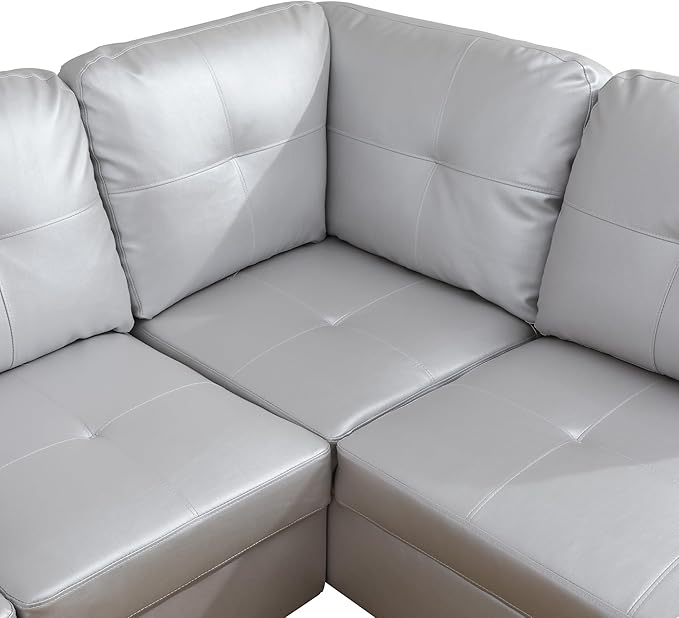 L-Shaped Combination Sofa Set Luxurious Synthetic Leather Living Room Sofa Suitable for Living Rooms Bedrooms Apartments and Offices