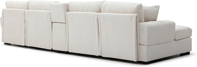 U-Shaped Sectional Cloud Sofa with Storage Console and Cupholders 126-Inch U-Shaped Symmetrical Corduroy Sectional Couch W/2 Chaise LoungesUSB-C Ports &amp 2 Pillows