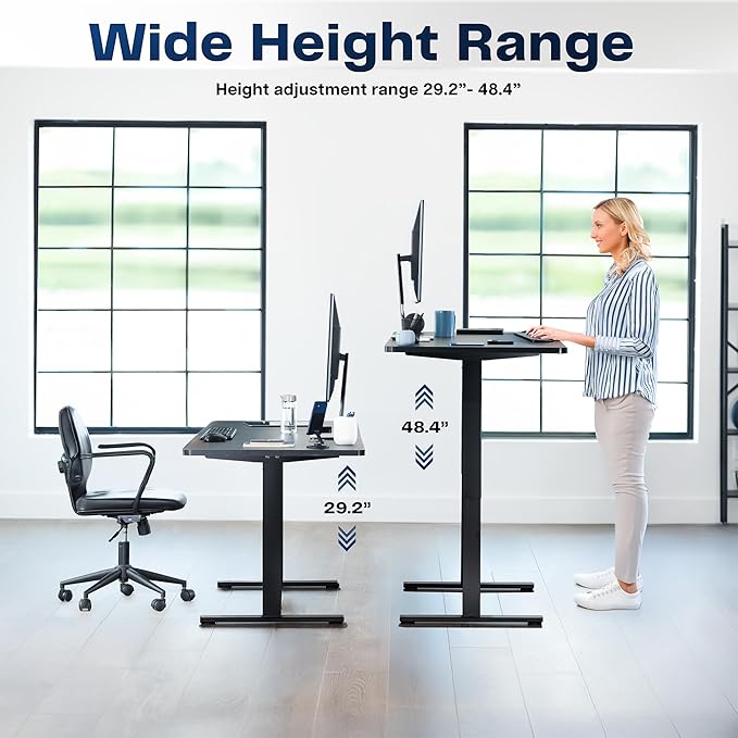 VIVO Electric 55 x 28 in Standing Desk Memory Height Adjustment 1B Series Holds 220 lbs One-Piece Light Wood Top White Frame DESK-KIT-1W55C