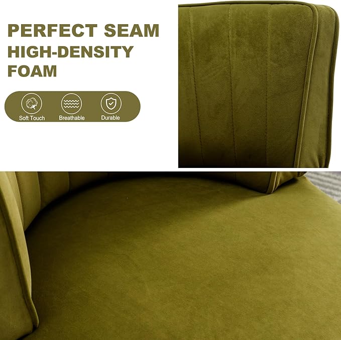 Luxyhome Swivel Barrel ChairMid Century Modern Accent ChairFluffy Velvet Upholstered Comfy ArmchairRound Sherpa Chair with Gold Base for NurseryLiving RoomBedroomOfficeWaiting Room Green