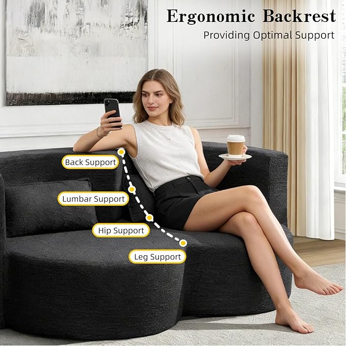 79 Convertible Folding Sofa Bed 2-in-1 Twin Size Loveseat Sleeper Couch with Two Pillows &amp Side Storage PocketsSpace-Saving | Design for Apartments &amp Living Room No Assembly(Black)