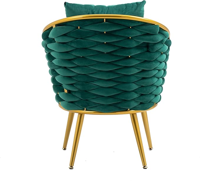 Generic Velvet Accent Chair Modern Upholstered Armchair Tufted Chair with Metal Frame Single Leisure Chairs for Living Room Bedroom Office Balcony Emerald