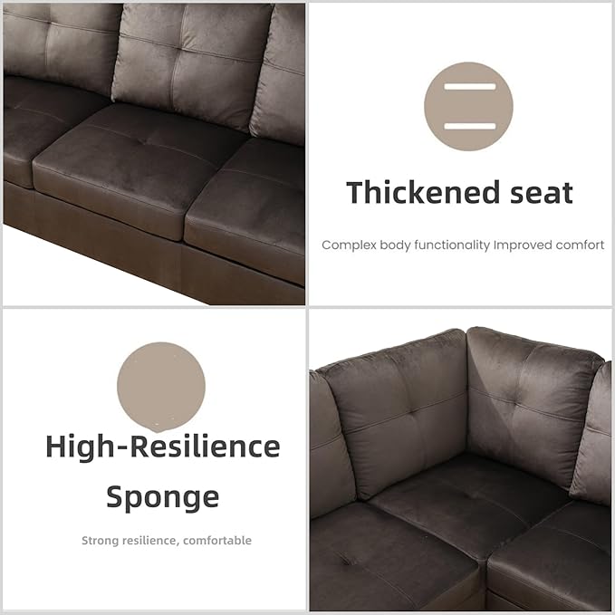 FONTOI L Shaped Sectional Couches for Living Room Modern Modular Sectional Sofa with Ottoman Storage Comfy L Shaped Couch with Chaise for Bedroom Apartment Furniture Coffee