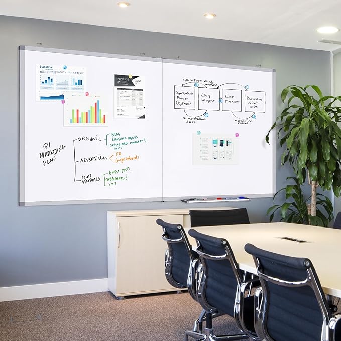 Magnetic White Board Dry Erase Board for Wall72 x 40 Wall-Mounted Aluminum Frame Marker Board Foldable Portable Whiteboard with a Long Pen Tray for School Classroom Office &amp Home