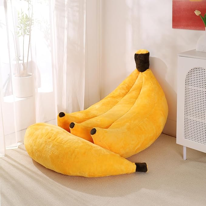 Banana Bean Bag Chair with Ottoman Floor Sofa Bed with Footrest Comfy Convertible Lounger for Teens &amp Adults Plush Couch for Bedroom Living Room or Dorm M-Yellow
