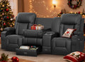 YONISEE 3 Seat Recliner Sofa with Flip Backrest Design Loveseat Reclining Sofa with Storage Console Drawer USB Ports 2 Cell Phone Holder Loveseat Recliner Couch for Living Room
