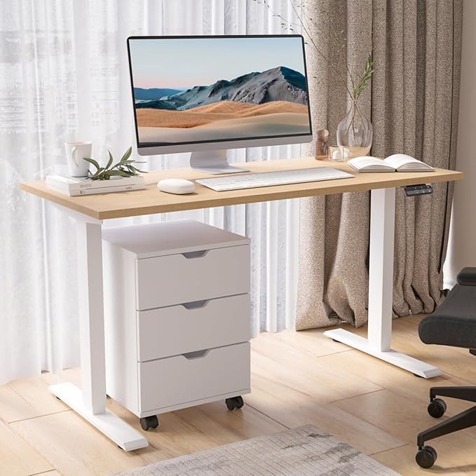 Hassyee 3-Drawer Vertical Filing Cabinet with Compact Storage Solution Rolling Wood Mobile File Cabinets with Four Casters for Home and Office (White)