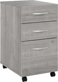 Bush Business Furniture Echo 3 Drawer Mobile File Cabinet in Gray Sand Portable Document Storage Solution for Home and Professional Office