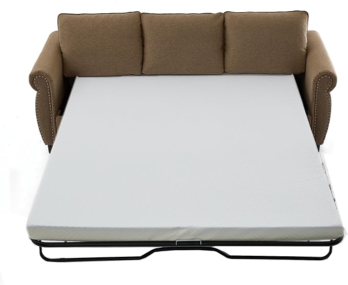 Pull Out Sofa Bed Queen Size Sleeper Sofa with Memory Foam Mattress 3 in 1 Convertible Pullout Couch Bed 3-Seater Comfy Upholstered Loveseat Sofas for Living Room Guest Room RV (Brown Linen)