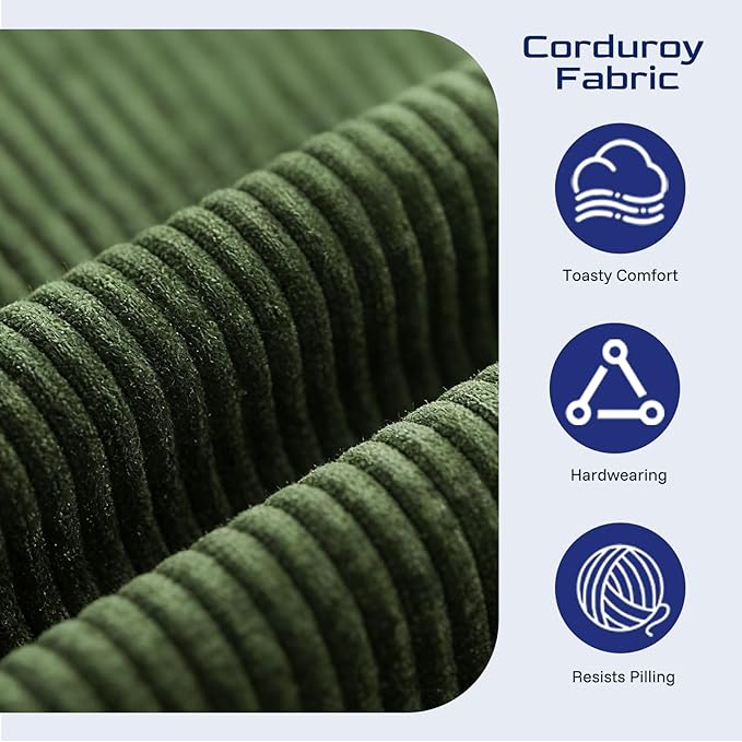 Compression Sofa 75 inch Convertible Floor Sofa Bed 2-in-1 Foldable Frameless Sofa Memory Foam Mattress Corduroy Fabric Pulls Out Couch Suitable for Living Rooms 、Apartments Green (2 Pillows)
