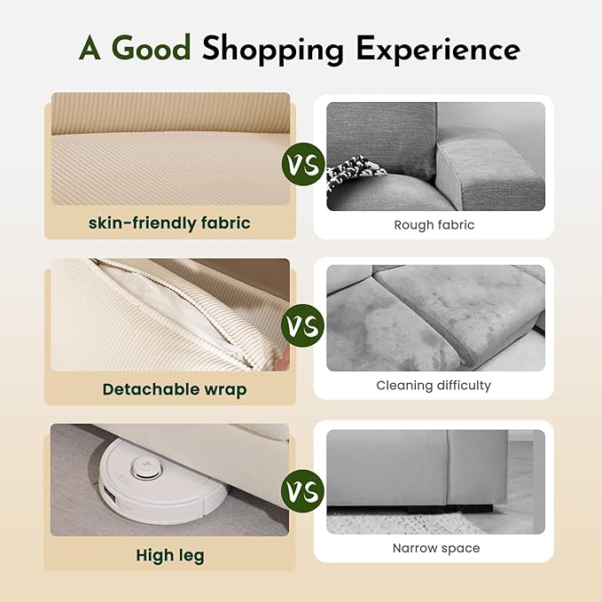 60.6 Corduroy Loveseat Sofa Modern Comfy Couches with Side Pocket 2-Seater Sofa Couch for Living Room Bedroom and Small SpacesBeige