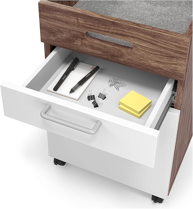Union &amp Scale 2 Drawer Mobile File Cabinet Rolling Printer Stand Vertical Filing Cabinet Office Drawers Filing Cart for Home Office A4/Letter Size Black and Rustic Brown BFK20WJ01